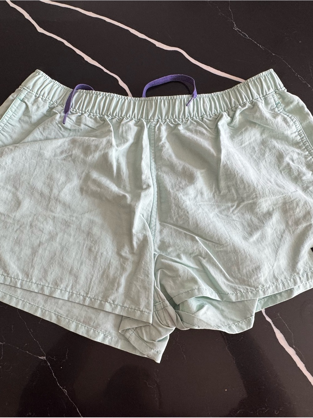 Light Mint Women's Elastic Waist Shorts with Contrast Drawcord